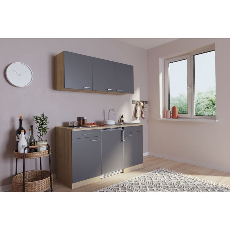 foto del prodotto cucina minicucina cucina singola cucinino dispensa rovere grigio luis 150 cm respecta