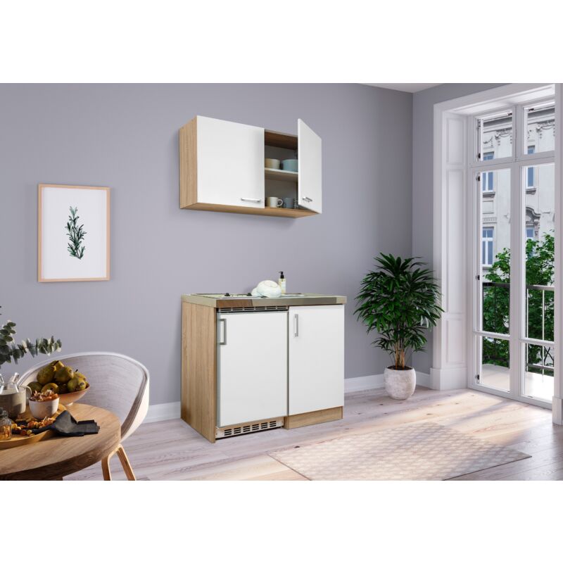 foto del prodotto cucina mini cucina cucina singola angolo cottura dispensa rovere bianco levin 100 cm respecta