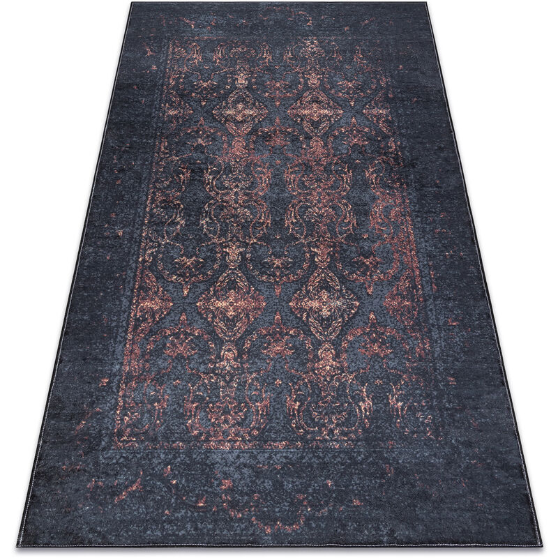 foto del prodotto rugsx tappeto lavabile andre 1013 ornamento, vintage antiscivolo nero terracotta black 120x170 cm