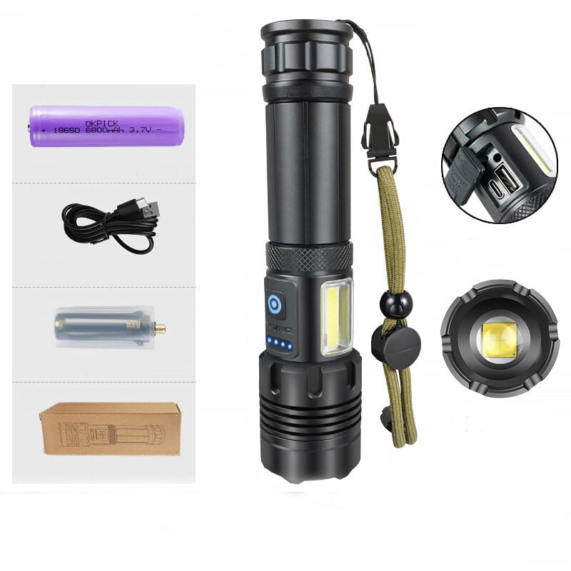 foto del prodotto readcly torcia led ultra potente, torcia ricaricabile, potente torcia tattica militare, impermeabile ipx6, 7 modalit di illuminazione per