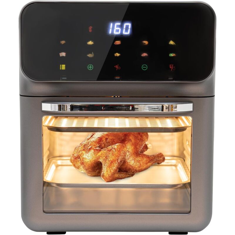 foto del prodotto mini forno 13l forno per pizza a convezione forno 3 in1, forno elettrico per cottura e grigliate, con 2 teglie e 50 scatole per torte, calore