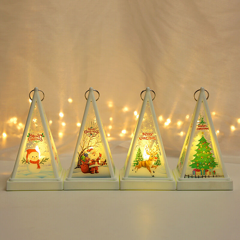 foto del prodotto decorazione natalizia piramide luminosa lanterna a led luci portatili funzionante a batteria decorazione natalizia confezione regalo da 4