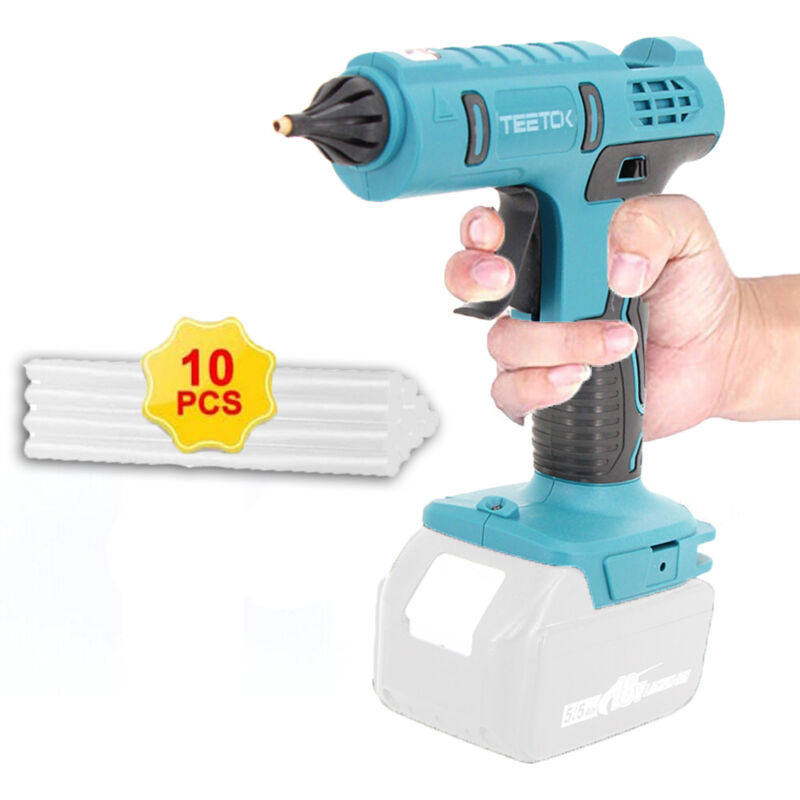 foto del prodotto teetok pistola per colla, pistola per colla senza fili, con 10 bastoncini di colla da 11 mm, ideale per riparazioni fai da te senza batteria o