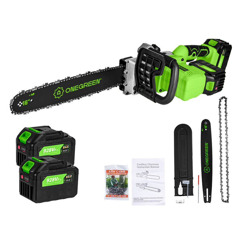 foto del prodotto motosega elettrica senza spazzole da 16 pollici 40cm ricaricabile senza fili per la lavorazione del legno strumento per potatura da giardino con 2