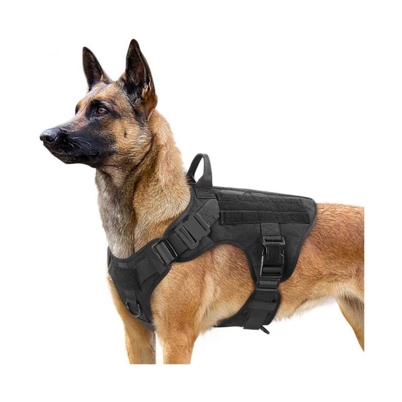 foto del prodotto linjou per cani m nero, gilet ad anelli per l addestramento militare di cani da lavoro senza tensione
