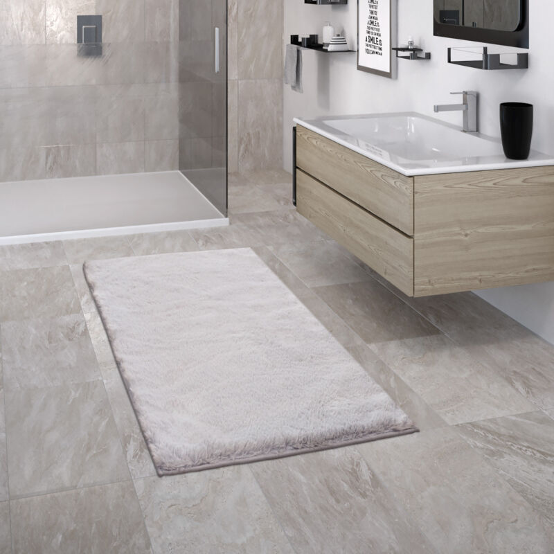 foto del prodotto paco home tappeto bagno tappetino da bagno antiscivolo morbido lavabile monocolore grigio, 50x80 cm