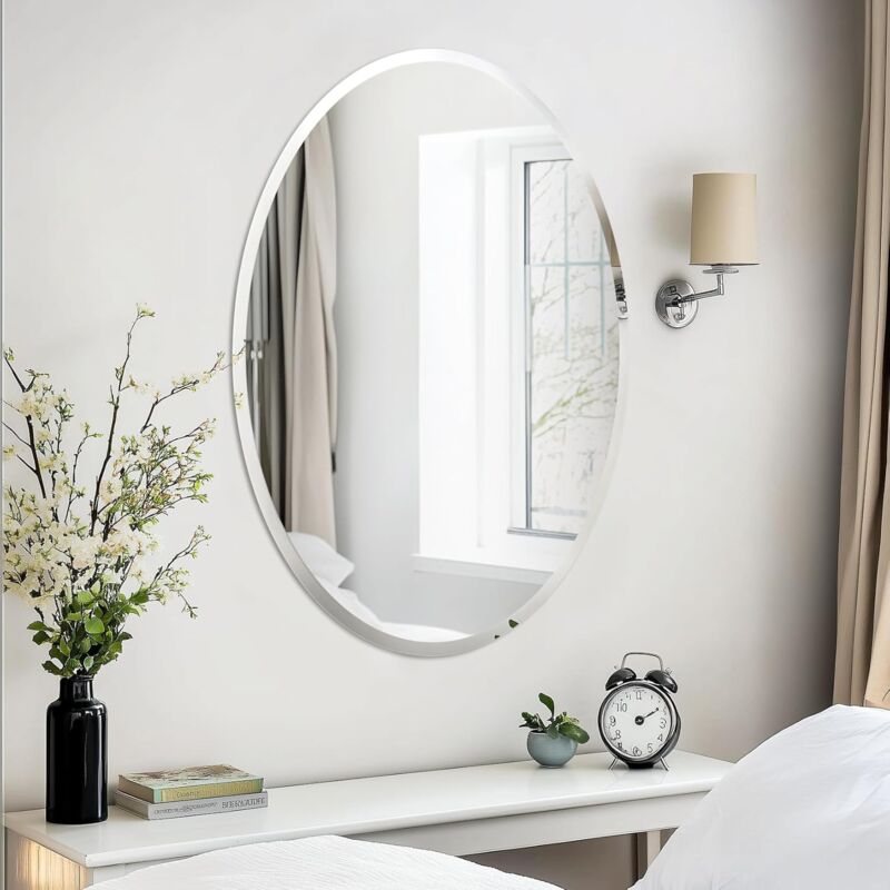 foto del prodotto luvodi specchio da bagno decorativo ingresso ovale da parete 60x80cm