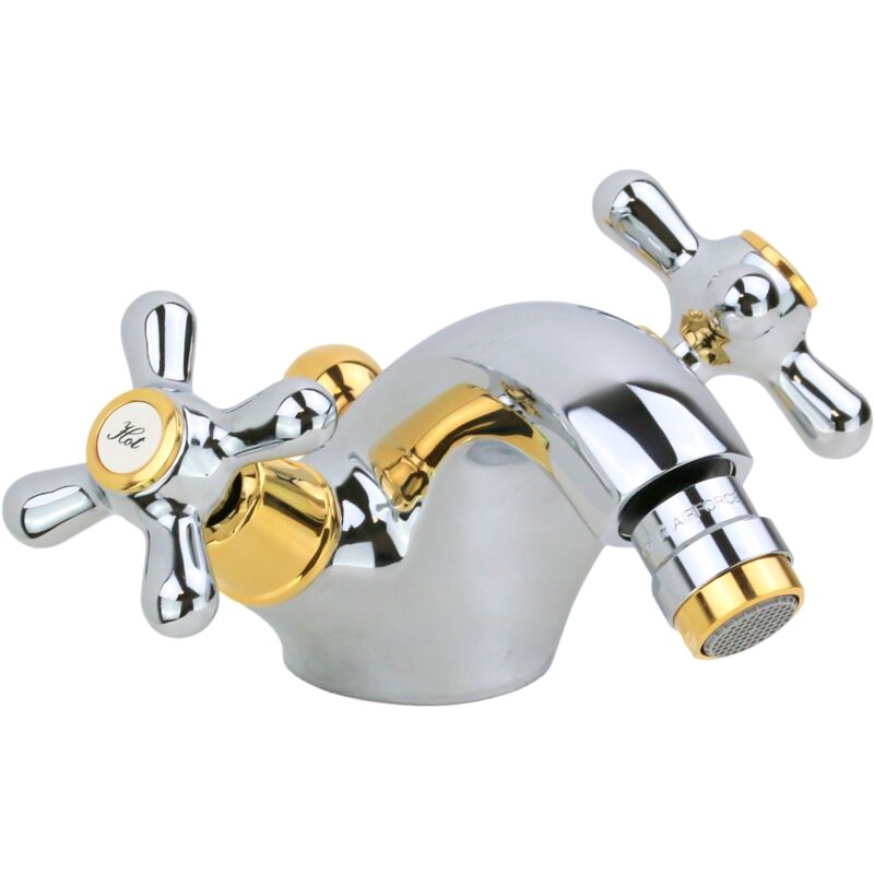 immagine 0 del prodotto rubinetto monoforo per bidet doppia leva in colore cromo oro gattoni calypso 5931 recd cromo oro