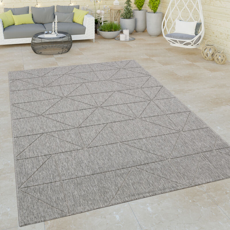 foto del prodotto paco home tappeto cucina da esterno salotto balcone terrazo astratto geometrico 3d grigio grigio 160x230 cm