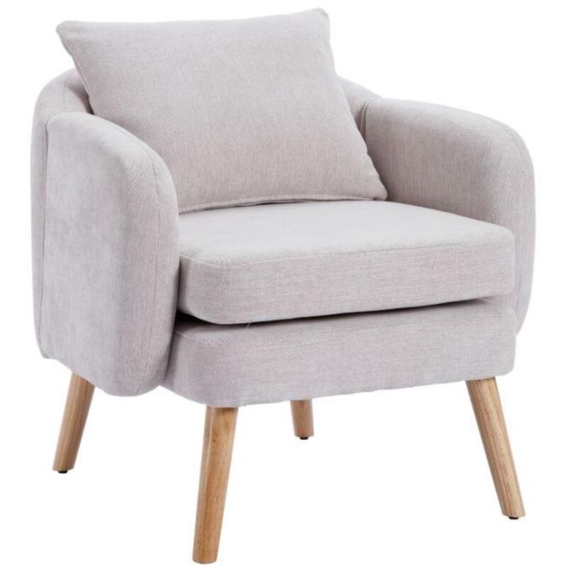 foto del prodotto poltrona imbottita poltroncina moderna in tessuto poltrona salotto con gambe in legno per soggiorno, grigio, wahson