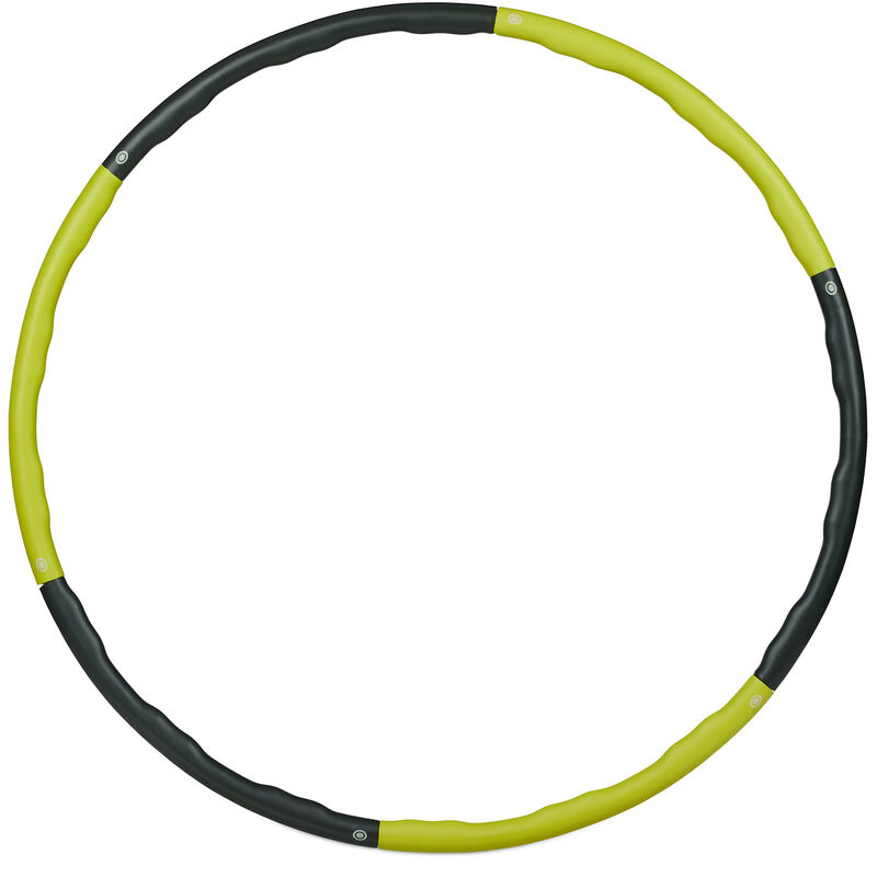 foto del prodotto relaxdays hula hoop, cerchio fitness, 98 cm, adulti, attrezzi per perdere peso, ginnastica, allenamento, giallo grigio