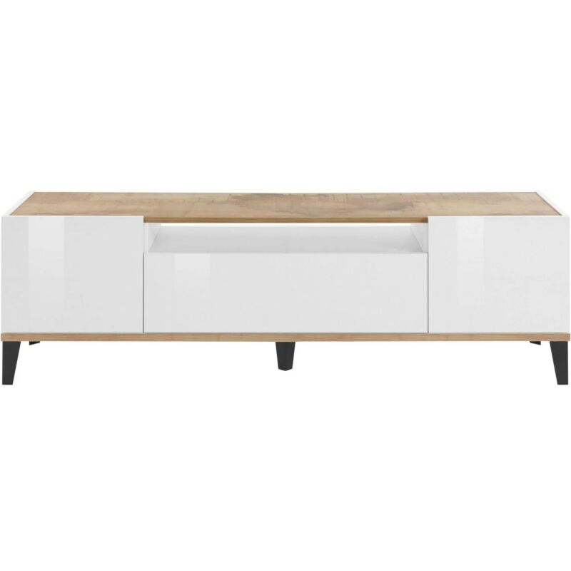 foto del prodotto mobile porta tv bianco laccato acero 160 cm madia bassa per soggiorno