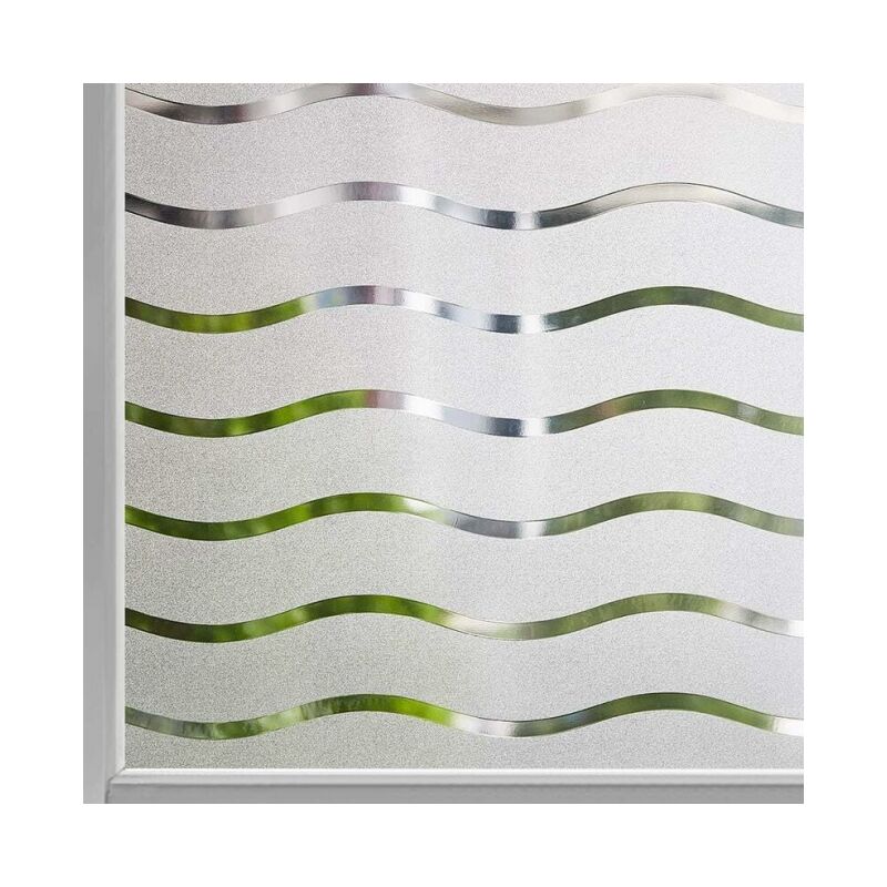 foto del prodotto 1pc finestra smerigliata privacy anti uv non adesivo decorazione adesivo vetro modello onde casa60x200cm