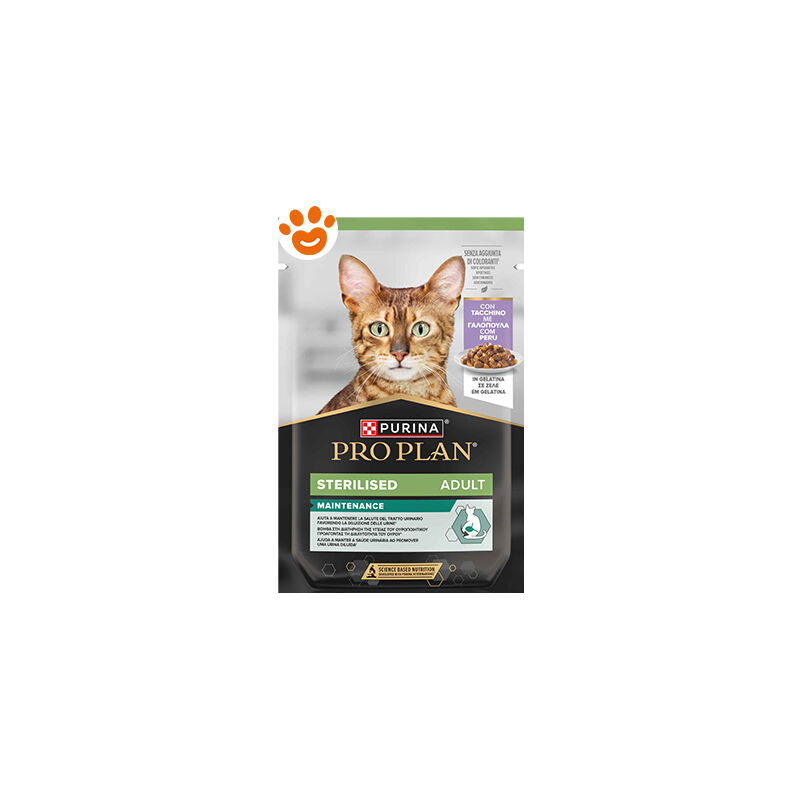 foto del prodotto purina pro plan cat w sterilised teneri pezzetti in gelatina con tacchino purina pro plan cat w sterilised teneri pezzetti in gelatina con tacchino