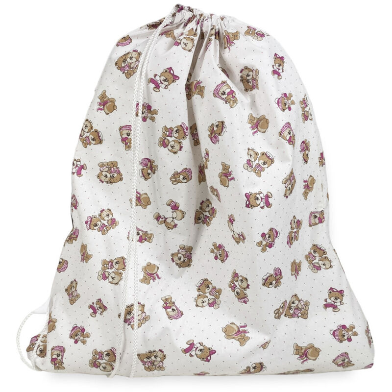 foto del prodotto sacco asilo pierino misura grande maxi cm. 45x60 disegno sweet bear rosa