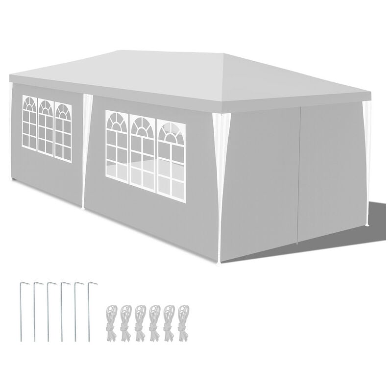 foto del prodotto gazebo tenda da campeggio per feste con pannelli laterali rimovibili grandi finestre tenda per feste o pergolato bianco 3x6m hengda