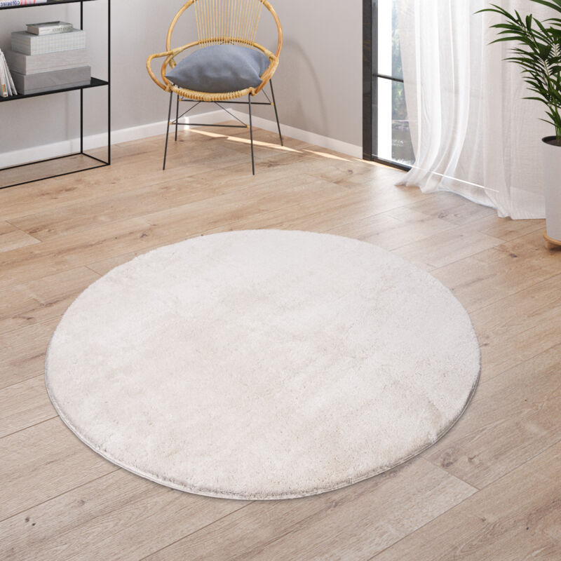 foto del prodotto paco home morbido tappeto a pelo corto per soggiorno, soffice, lavabile, in beige 160 cm tondo