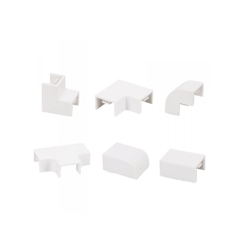 foto del prodotto kit raccordi canaline 6 pezzi, disponibile in 3 misure per un montaggio impeccabile, uso elettrica domestica, industriale e commerciale 25x25mm 