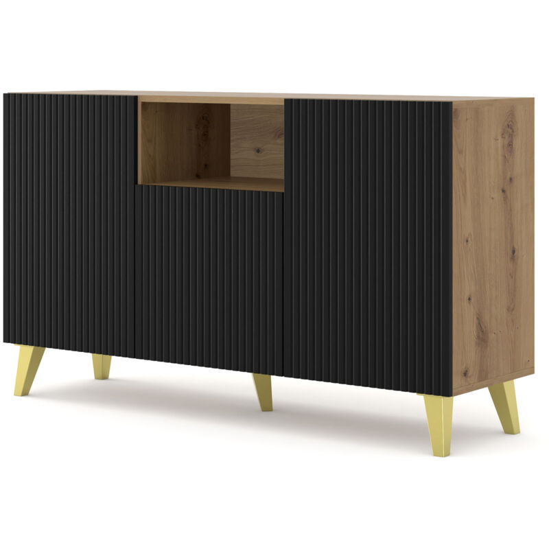 foto del prodotto bim furniture cassettiera ravenna b 150 cm 2d1dm piedini artigianali in oro nero