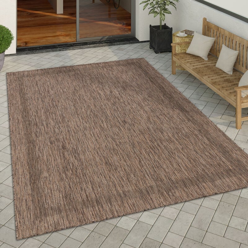 foto del prodotto paco home tappeto per esterno terrazzo balcone tappeto cucina moderno motivo geometrico motivo astratto marrone, 120x160 cm