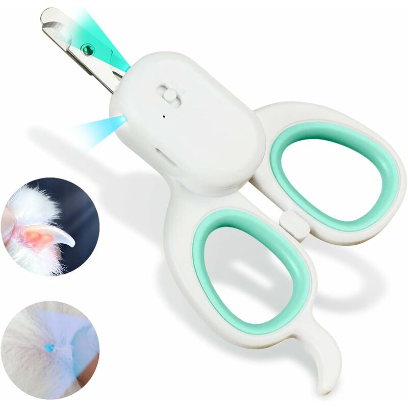 foto del prodotto fortuneville cinturino per forbici per unghie per animali domestici, tagliaunghie per gatti con luce led super luminosa per la linea del sangue