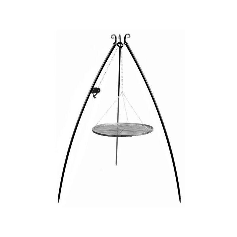 foto del prodotto barbecue treppiede da 200 cm con griglia in acciaio naturale da 80 cm verricello