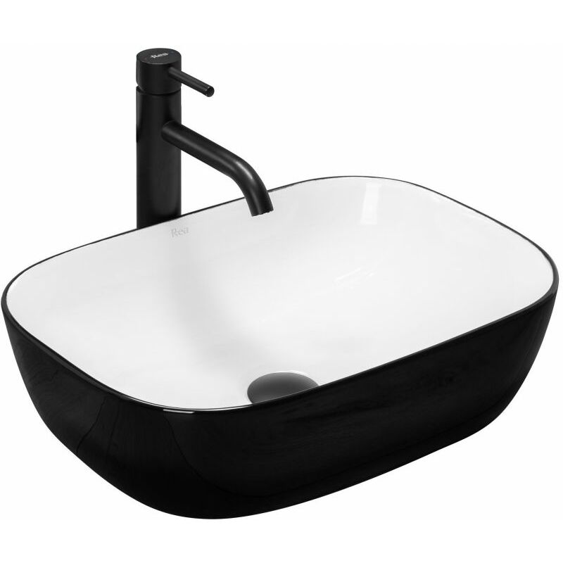 foto del prodotto lavabo da appoggio rea belinda white black
