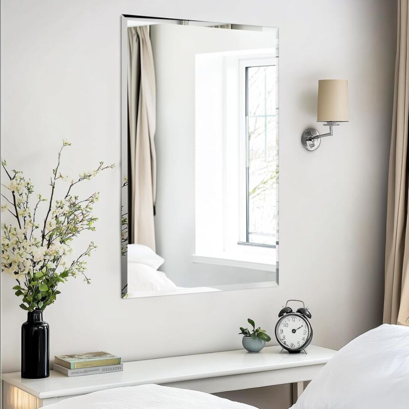 foto del prodotto specchio da bagno decorativo ingresso da parete rettangolare hd vetro semplice stile moderno 70x50cm