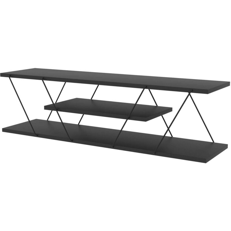 foto del prodotto mobile porta tv desdemona, credenza da soggiorno, armadio basso per tv, base parete attrezzata, 120x30h33 cm, antracite e grigio dmora