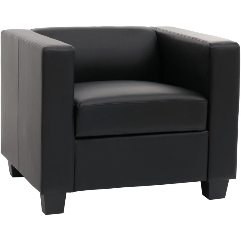 foto del prodotto hhg poltrona sofa lounge moderno elegante serie lille m65 75x86x70cm ecopelle nero
