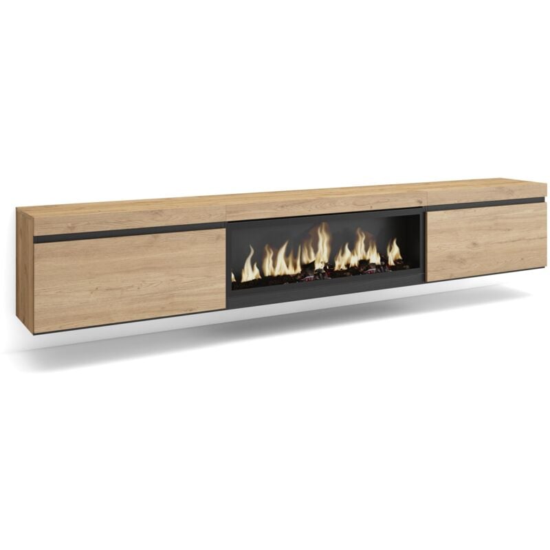 foto del prodotto skraut home mobile tv soggiorno, ampio spazio a disposizione, 267x45x35 cm, tv di grande formato, camino elettrico xxl, sospeso, da appendere,
