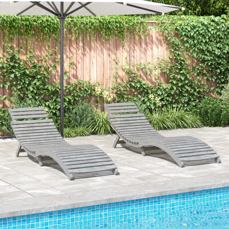 foto del prodotto vidaxl lettini 2 pz grigi 184x55x64 cm legno massello di acacia