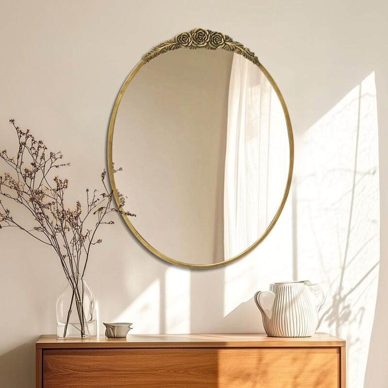 foto del prodotto specchio decorativo ovale da ingresso bagno vintage da parete 60x80,5cm