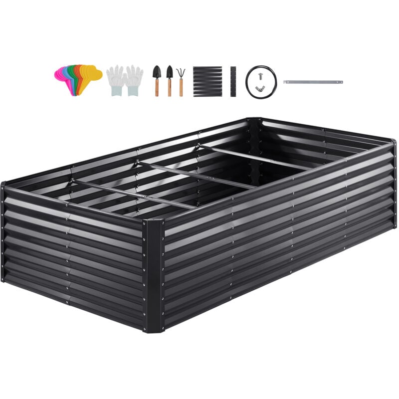 foto del prodotto mophorn letto da giardino rialzato 94,5x47,2x23,6 pollici fioriera in metallo zincato grigio scuro scatole per piante da esterno per
