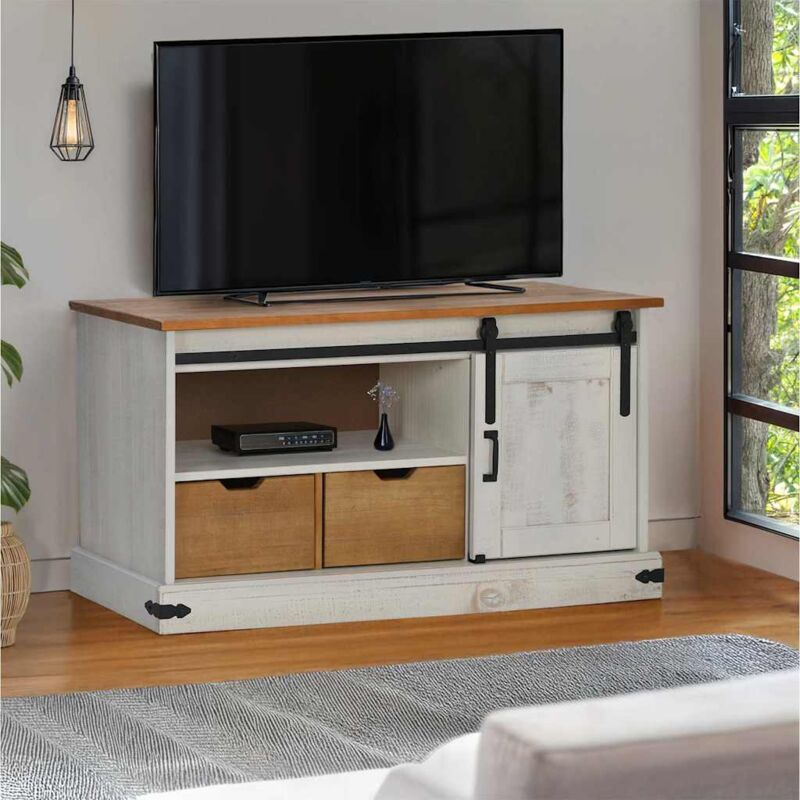 foto del prodotto vidaxl mobile porta tv halden con anta scorrevole bianco 110x40x60 cm
