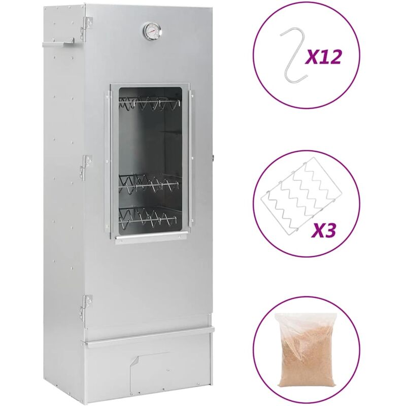 foto del prodotto vidaxl forno affumicatore trucioli legno 44,5x29x110cm in acciaio inox
