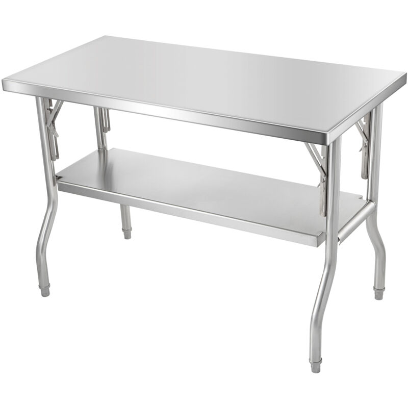 foto del prodotto mophorn tavolo acciaio inox professionali capacita carico da 130kg,tavolo da lavoro per cucina gastronomia tavolo da lavoro,2 piani pieghevole 122