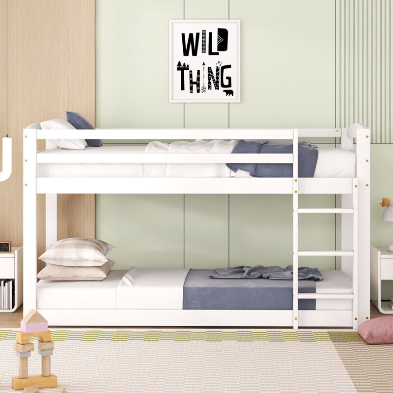 foto del prodotto letto a castello per bambini e adolescenti, lettino per bambini, struttura in pino massiccio, facile da montare, 90x200 cm, bianco okwish