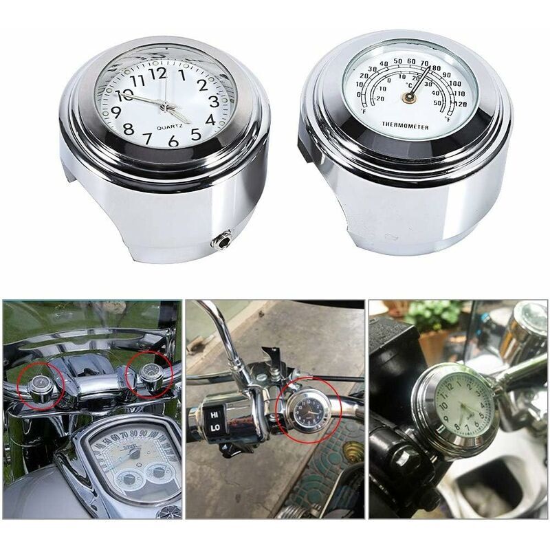 foto del prodotto aiperq orologio da manubrio per moto, 7 8 1 orologio da manubrio per moto impermeabile argento orologio da manubrio per moto orologio luminoso