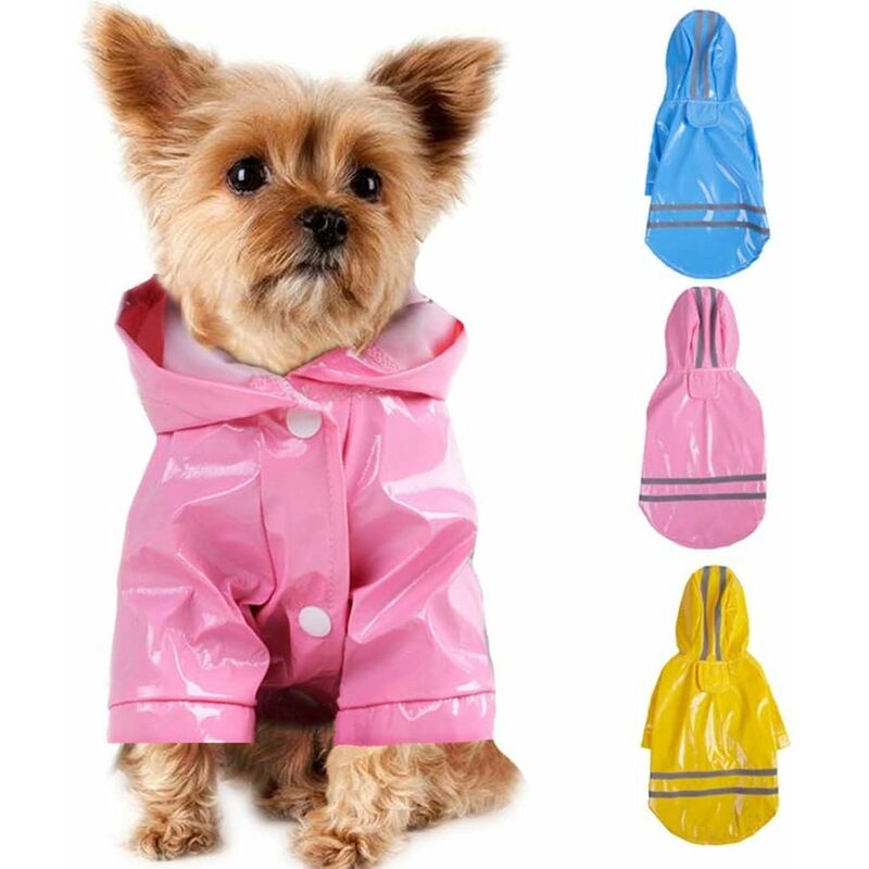 foto del prodotto fortuneville cappotto antipioggia per animali domestici da esterno con giacche con cappuccio impermeabile impermeabile riflettente in pu per