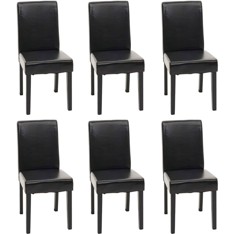 foto del prodotto set 6x sedie littau pelle soggiorno cucina sala da pranzo 43x56x90cm nero piedi scuri