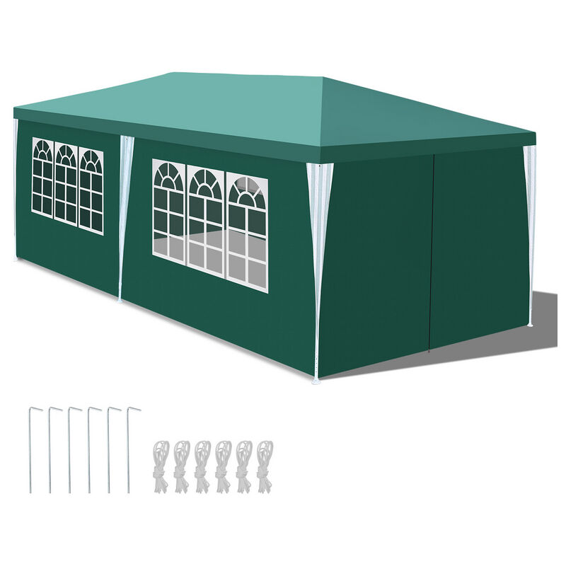 foto del prodotto hengda gazebo camping grande tendone o pergolato gazebo ricevimenti con pannelli laterali rimovibili finestre tenda per feste verde 3x6m