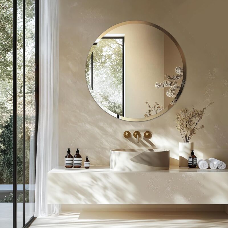 foto del prodotto luvodi specchio da bagno decorativo ingresso rotondo da parete 80cm