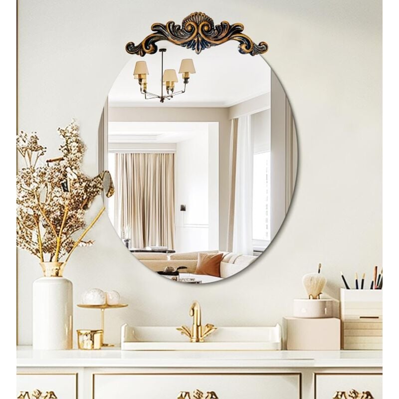 foto del prodotto specchio barocco decorativo da parete ingresso 3d motivi rilievo da bagno 60x80cm ovale specchio vintage decorazione per casa