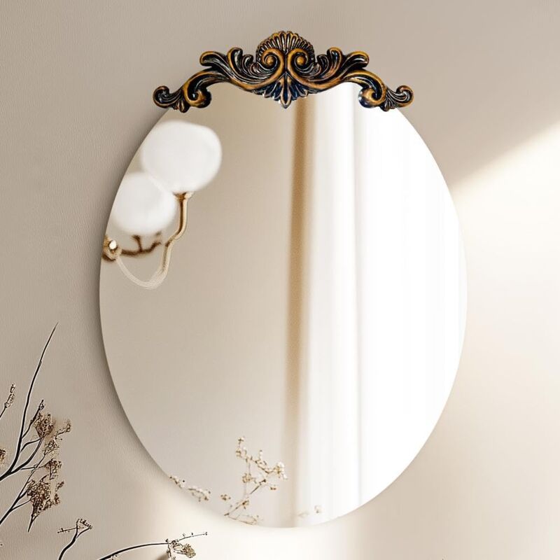 foto del prodotto specchio barocco decorativo da parete ingresso 3d motivi rilievo da bagno 70x90cm ovale specchio vintage decorazione per casa