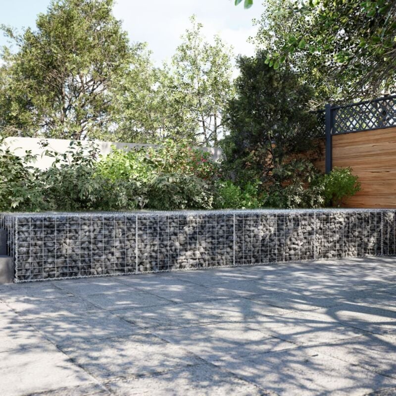 foto del prodotto vidaxl cesto gabbione con copertura 1000x100x50 cm in ferro zincato