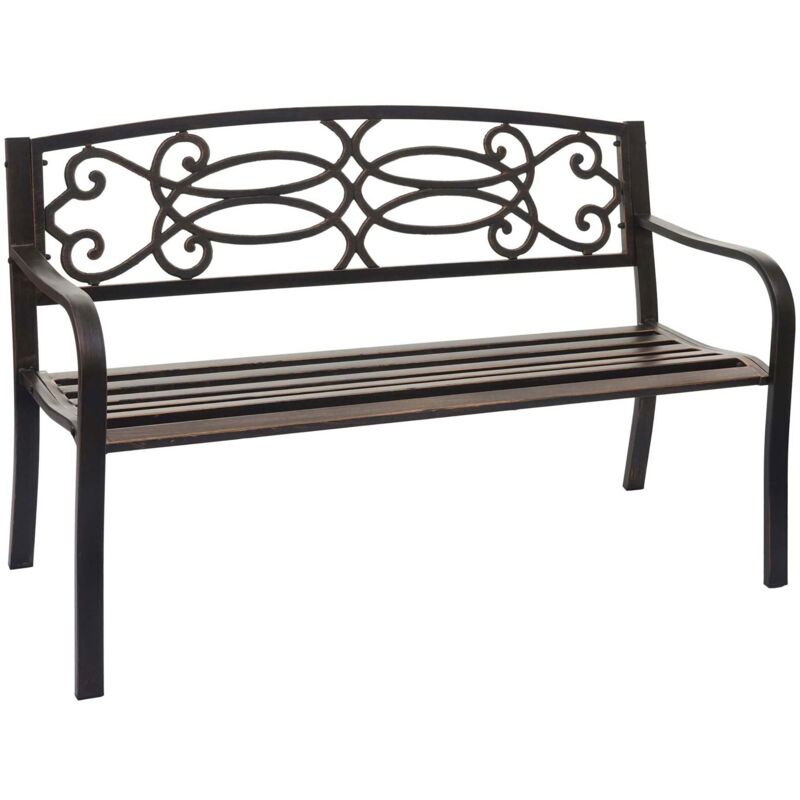 foto del prodotto panca panchina 2 posti giardino terrazza decorativa elegante hhg 698 acciaio verniciato color bronzo