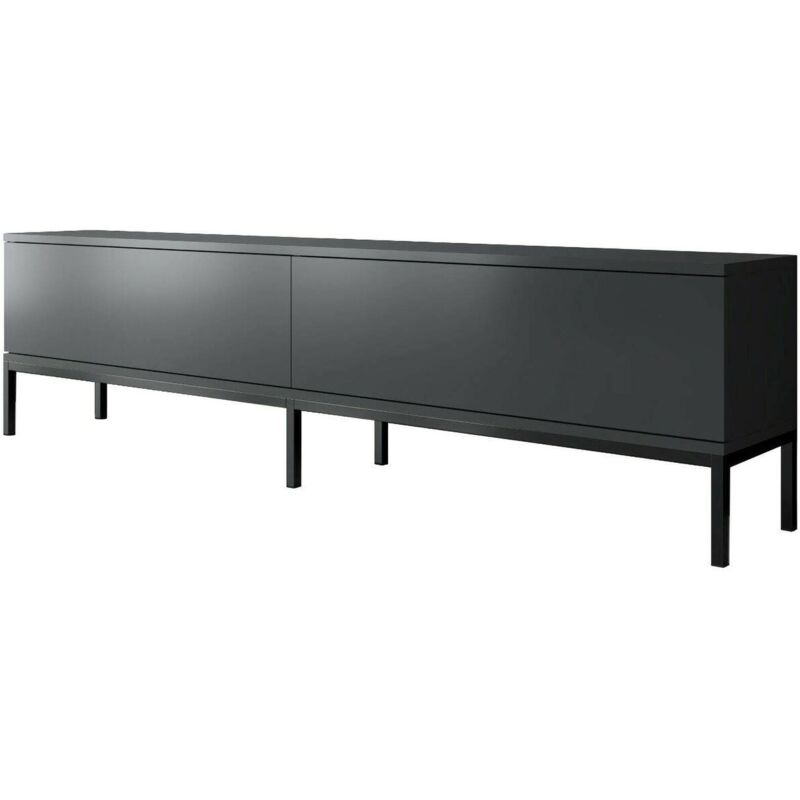 foto del prodotto mobile porta tv espero, credenza da soggiorno, armadio basso per tv, base parete attrezzata, 180x30h47 cm, antracite e nero dmora