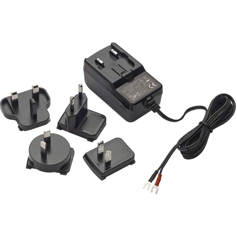 foto del prodotto 40104 alimentatore switching 100 240 vac 50 60 hz, spina 2p intercambiabile standard europeo, britannico, americano e australiano, uscita con