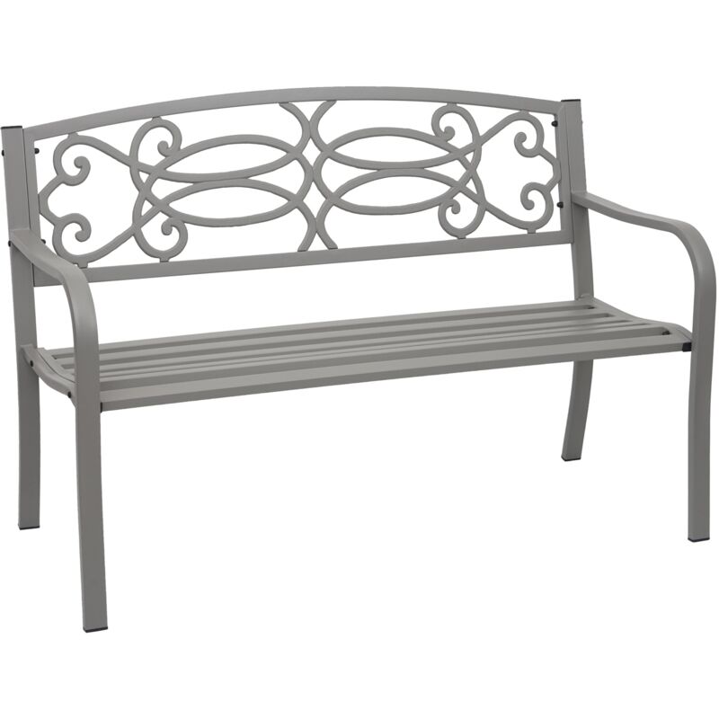foto del prodotto panca panchina 2 posti giardino terrazza decorativa elegante hhg 698 acciaio verniciato grigio